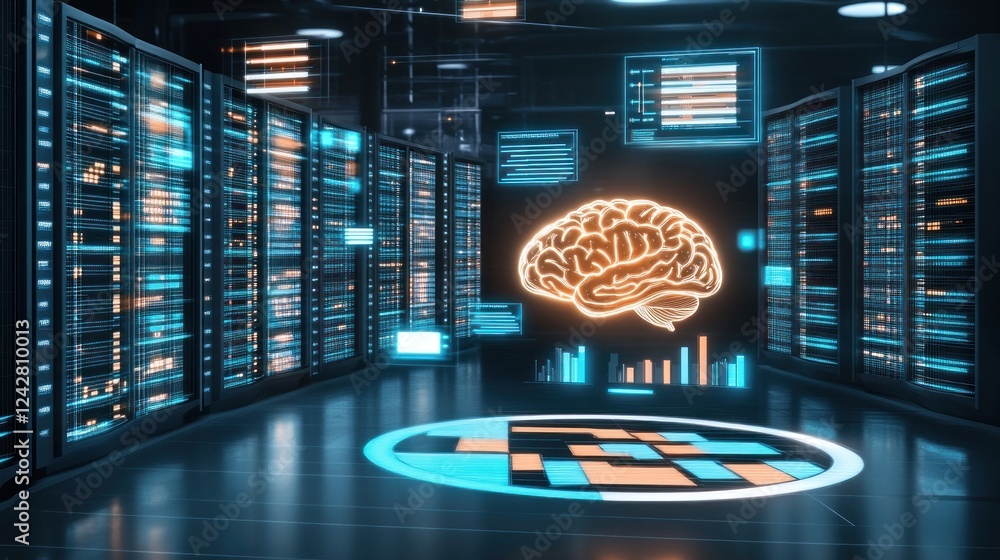 Poster Digital Brain Data Center Server Room Visualization