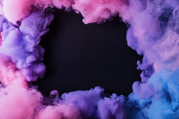 A swirling border of smoke in vibrant purple, pink, and blue hues encircles a clean central space. This design offers ample room for bold text, ideal for captivating graphics