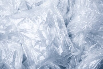Obraz premium Transparent plastic bags stacked together, showcasing recycling potential