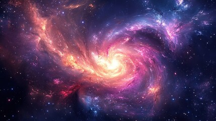 A vibrant cosmic-inspired paint texture with swirling purples and pinks