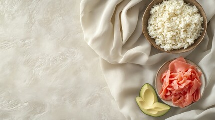 Sushi Ingredients Rice Ginger Avocado Preparation
