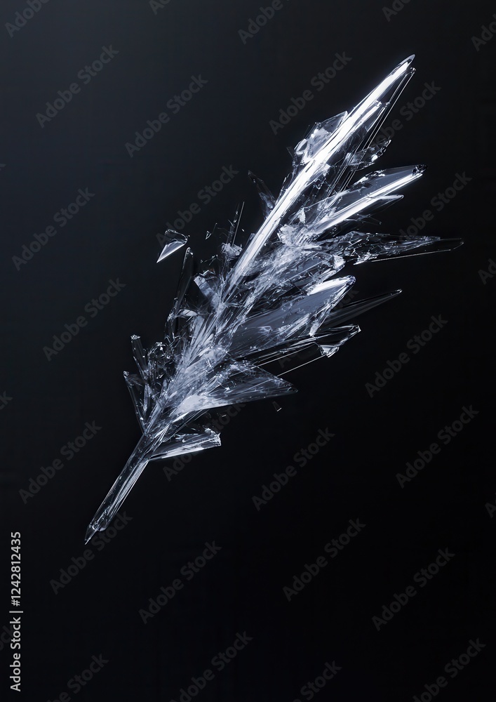 Poster digital art piece that appears to be made up of multiple thin, clear crystals.