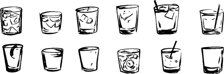 Hand-Drawn Drink Glasses Collection