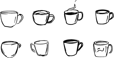 Hand-Drawn Coffee Cups Collection