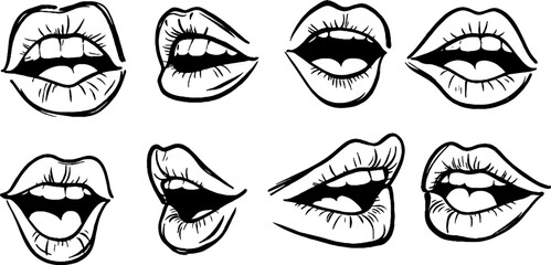 Illustrated Mouth Expressions Collection