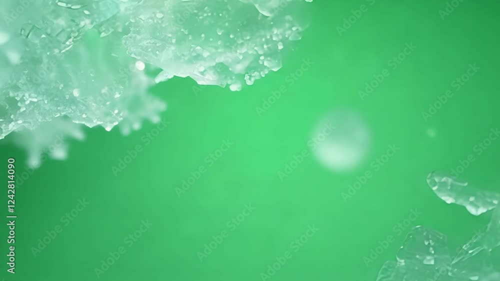 Poster frosty formations create a serene tranquil scene with a hint of magic. green screen chromakey