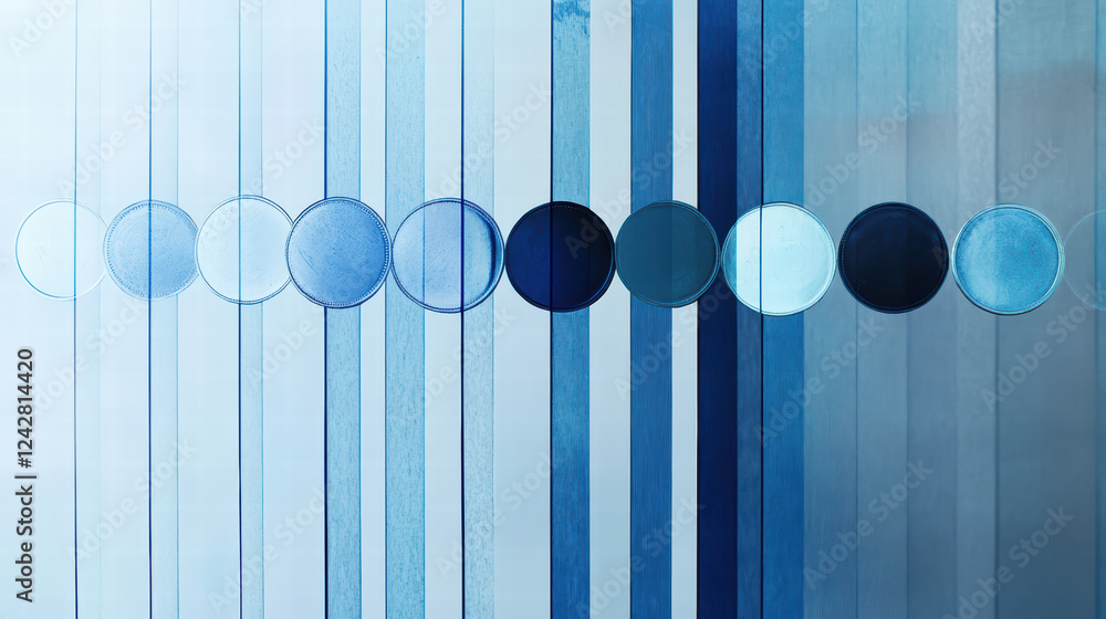 Aufkleber abstract composition of blue and silver coins arranged in gradient, creating visually striking effec