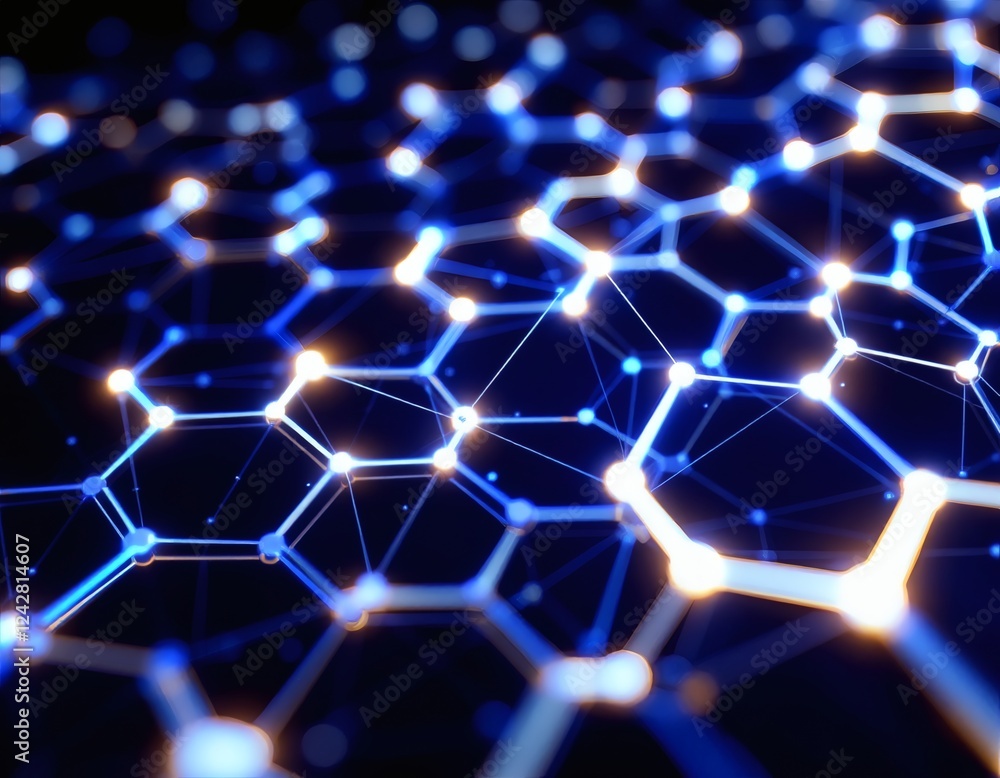 Aufkleber ai image abstract blue and white hexagonal mesh with glowing nodes, representing complex systems, sc
