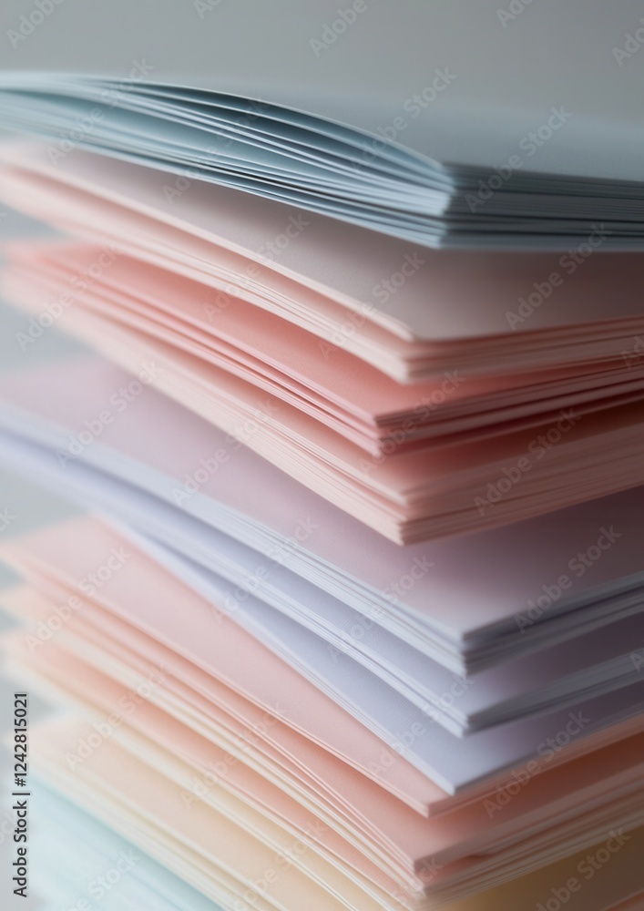 Poster stack of folded papers in various colors. the papers are arranged in a horizontal manner, with the t