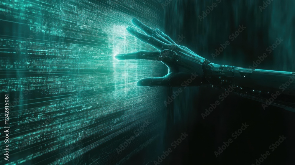 Poster Robotic Hand Interacting With Digital Code Stream