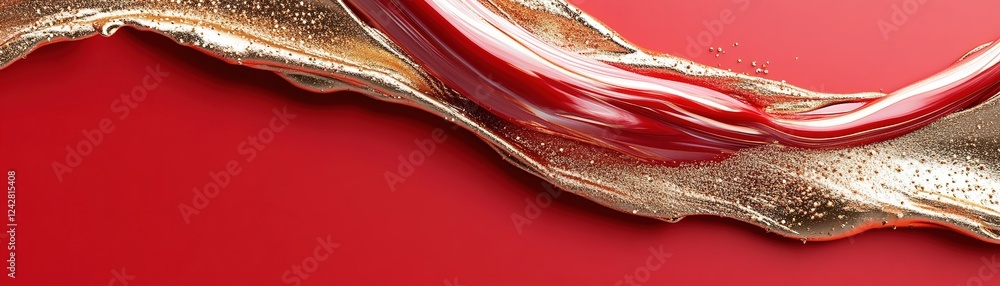 Poster bold red background features elegant gold streaks, creating a dynamic space perfect for showcasing i