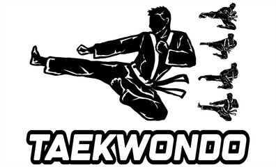 Naklejka premium taekwondo karate martial art icon logo illustration
