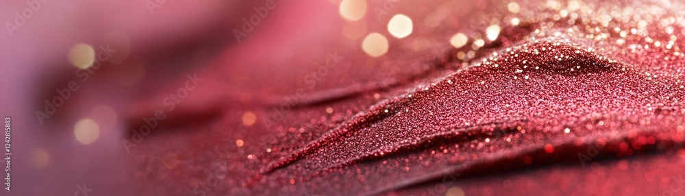 Poster a striking red backdrop flows with a smooth gradient, enhanced by delicate gold glitter particles th
