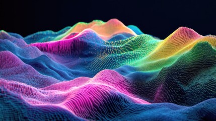 Obraz premium Abstract Colorful Digital Landscape of Rolling Hills