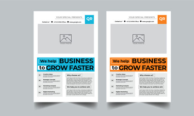 Corporate flyer design template with 2 color design concept layout