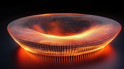 Abstract Glowing Wireframe Bowl Digital Art