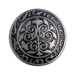 Vintage metal buttons, isolated on a white background.