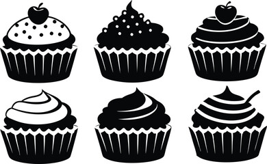 cupcakes icon,cupcakes silhouette set