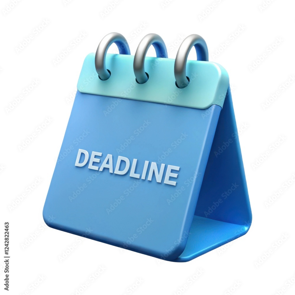 Poster a blue desk calendar with the word 
