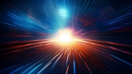 Obraz premium Abstract light beams emanating from a camera lens, creating a dynamic background