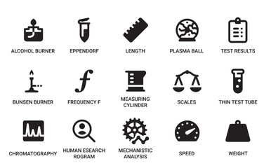 Laboratory Category Outline Pictogram Icons Set