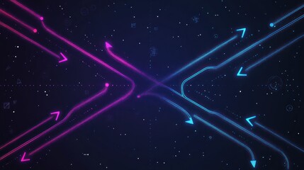Obraz premium Abstract tech background, glowing lines intersect, digital data, futuristic design, website banner