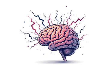 Stylized Brain Illustration Depicting Epilepsy Awareness with Electrical Surge Graphics