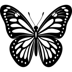 Elegant Black Monarch Butterfly Silhouette in Flight