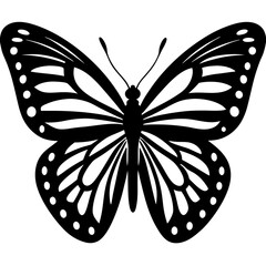 Elegant Black Monarch Butterfly Silhouette in Flight