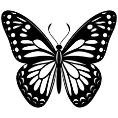 Elegant Black Monarch Butterfly Silhouette in Flight