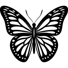 Elegant Black Monarch Butterfly Silhouette in Flight