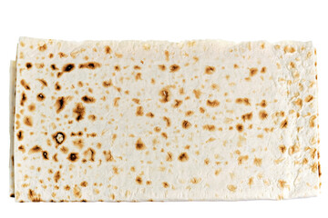 thin sheet bread lavash, isolated image on white