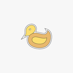 Flat design duck vector on plain background, perfect for icon, presentation, and modern design.