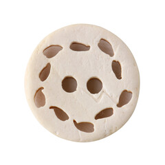 Coconut shell button, isolated on a white background.