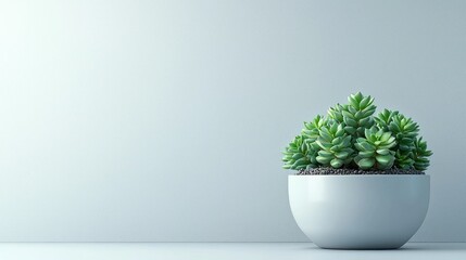 Fototapeta premium Succulent, pot, minimalist, interior, plant, white, background, home decor, design, website