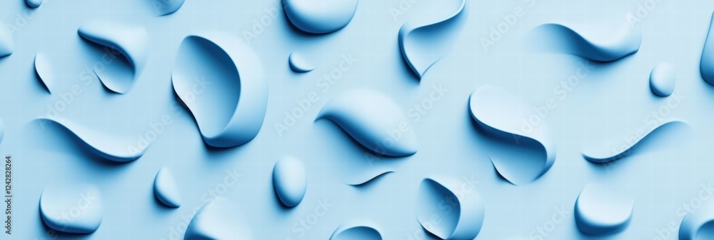 Poster soft blue surface with water droplets forming various shapes in a calming composition ideal for back