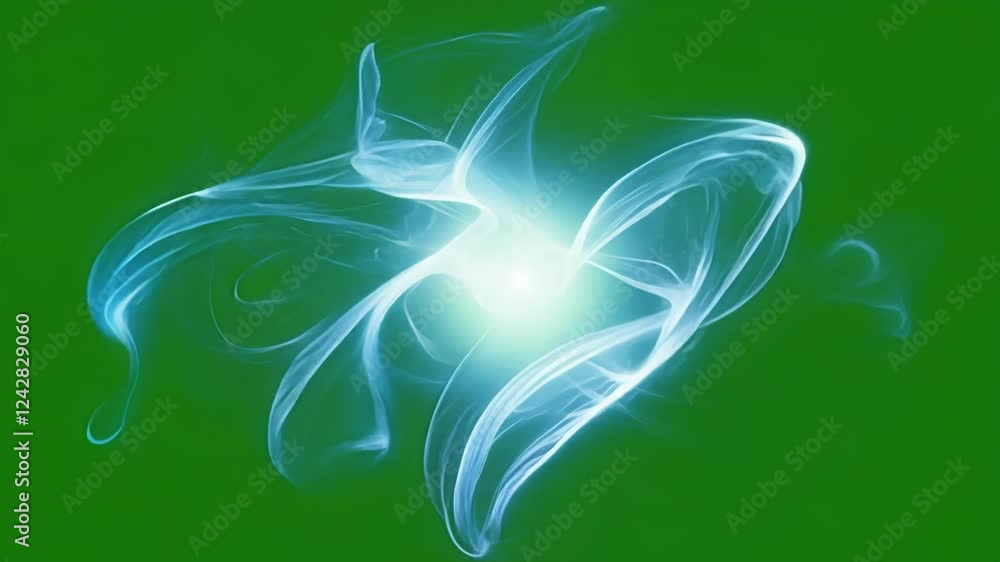 Poster glowing plasma tendrils weave and twist creating an ethereal spectacle of light. green screen chroma