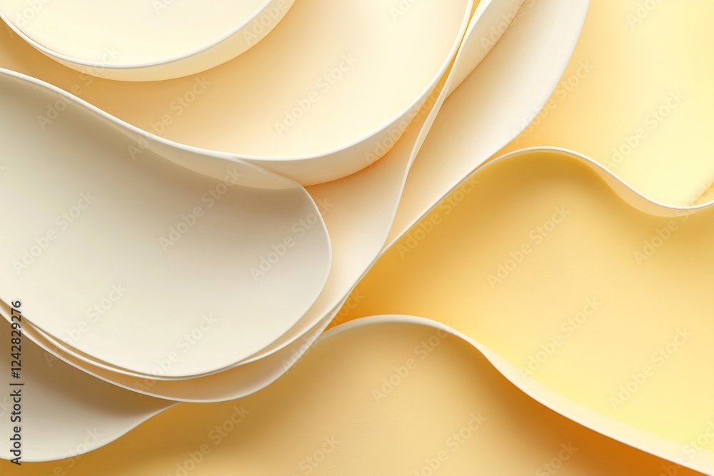 Poster large abstract shapes in different shades of yellow overlap, creating a modern aesthetic. the subtle