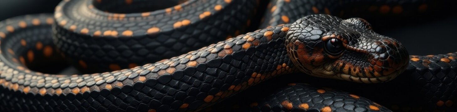 Black python leather, rich texture, ideal copy space, wild, scales, image