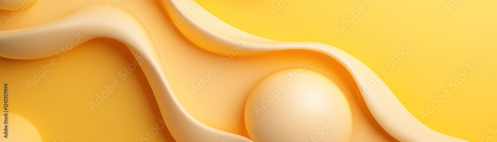 Poster this composition showcases large, abstract shapes in varying shades of yellow with gentle shadowing,