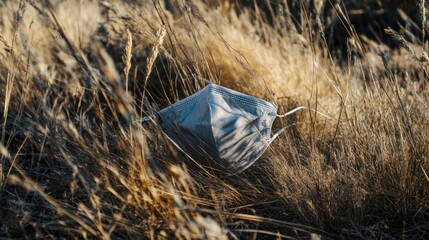 Obraz premium A protective mask placed next to a dusty outdoor scene, emphasizing the importance of prevention.