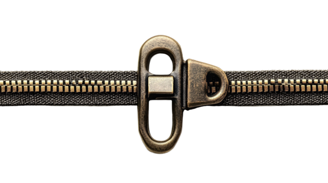 Iron zip on a transparent background. isolated background.