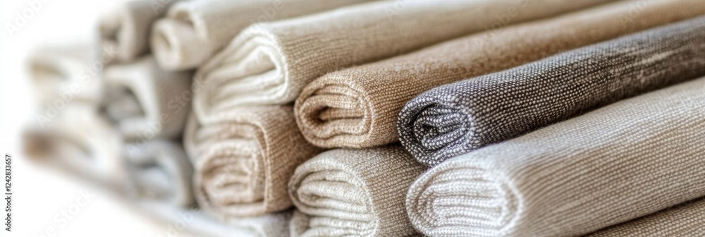 Poster soft and elegant rolled towels arranged neatly on a display tray in a well lit area for a cozy bathr