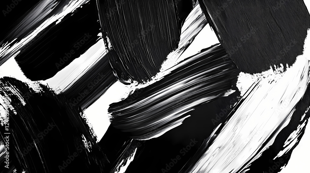 Poster abstract black and white paint strokes create a dynamic visual texture. generative ai