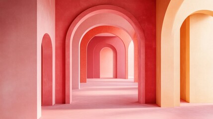 Abstract Architectural Corridor with Pastel Arches