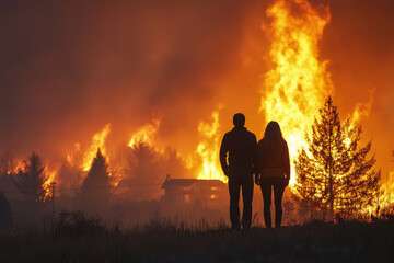 Fototapeta premium Wind-Driven Wildfire Rapidly Expands Across Region