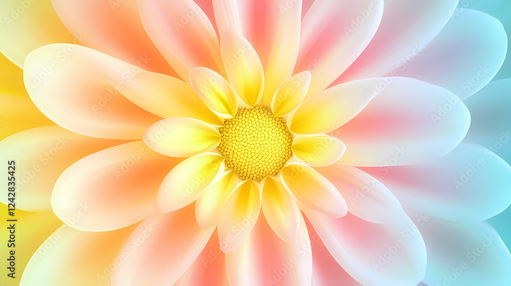 Poster close-up view of a colorful daisy flower in soft focus. generative ai