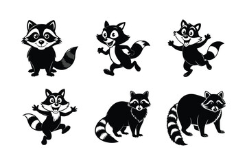 Raccoon silhouette vector Bundle 