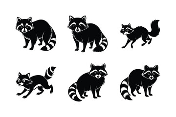 Raccoon silhouette vector Bundle 