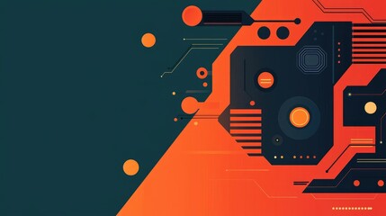Digital transformation cybersecurity concept. AI-driven cybersecurity systems, futuristic interface, flat design illustration